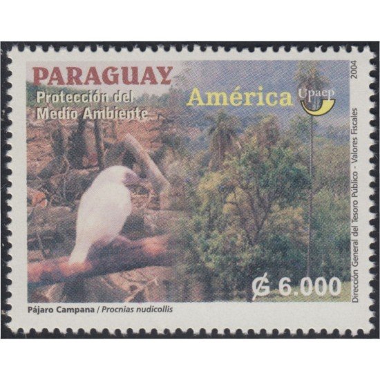 Paraguay 2909 2004 Serie América UPAEP Protección del medio ambiente pájaro campana MNH Paraguay 2909 2004 Serie América UPAEP Protección del medio ambiente pájaro campana MNH
