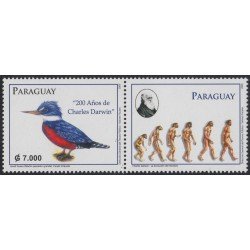 Paraguay 3038 2010 Pájaro Martín Pescador Grande La evolución del hombre MNH