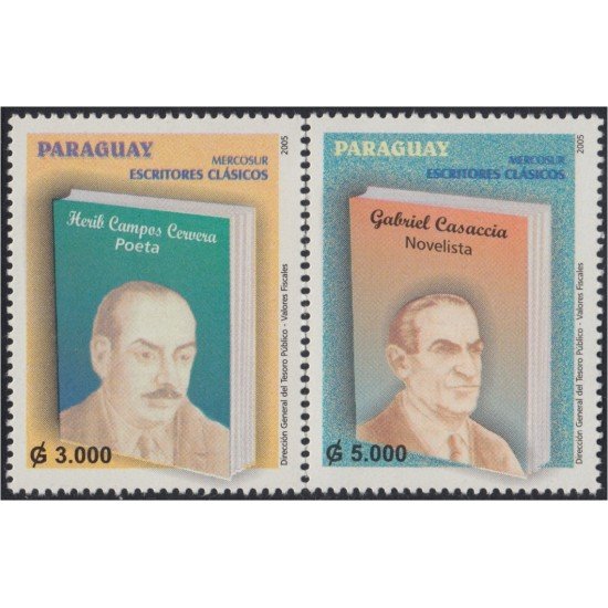 Paraguay 2928/29 2005 Mercosur Escritores clásicos Herib Campos Gabriel Casaccia MNH Paraguay 2928/29 2005 Mercosur Escritores clásicos Herib Campos Gabriel Casaccia MNH
