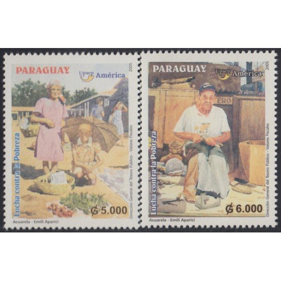 Paraguay 2948AB 2005 Lucha contra la pobreza Acuarelas Emili Aparici MNH