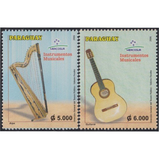 Paraguay 2966/67 2006 Instrumentos musicales Arpa y Guitarra MNH Paraguay 2966/67 2006 Instrumentos musicales Arpa y Guitarra MNH