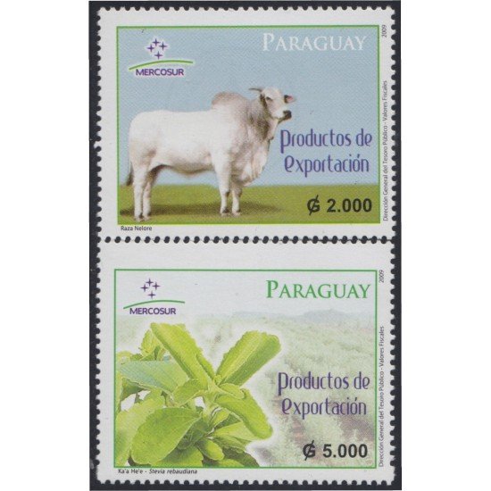 Paraguay 3028/29 2009 Productos de exportación Raza Nelore Stevia MNH Paraguay 3028/29 2009 Productos de exportación Raza Nelore Stevia MNH