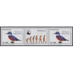 Paraguay 3038a 2010  Pájaro Martín Pescador Grande La evolución del hombre MNH