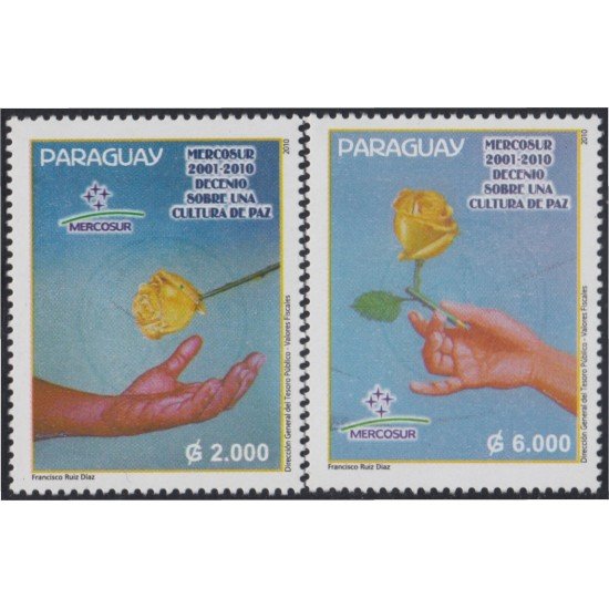 Paraguay 3049/50 2010 Mercosur Decenio de una cultura de Paz Flores Flowers MNH