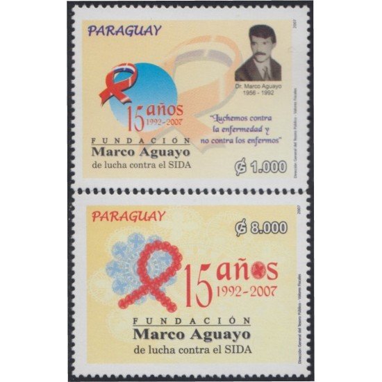 Paraguay 2999/00 2007 Fundación Marco Aguayo de lucha contra el Sida MNH Paraguay 2999/00 2007 Fundación Marco Aguayo de lucha contra el Sida MNH