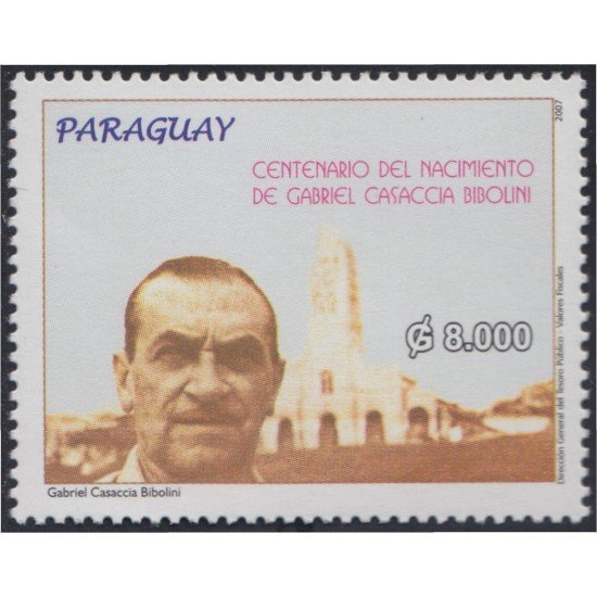 Paraguay 3001 2007 Personalidad Gabriel Casaccia Bibolini MNH Paraguay 3001 2007 Personalidad Gabriel Casaccia Bibolini MNH