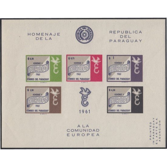 Paraguay HB 12A 1962 Homenaje a la Comunidad Europea MNH Sin dentar Paraguay HB 12A 1962 Homenaje a la Comunidad Europea MNH Sin dentar