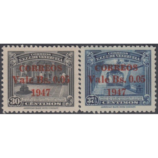 Venezuela 277/78 1947 Casa natal de Simón Bolívar MNH Venezuela 277/78 1947 Casa natal de Simón Bolívar MNH