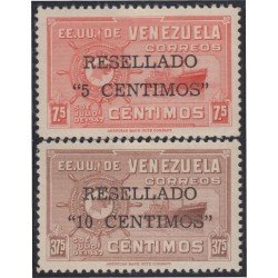 Venezuela 320/21 1951 Estados Unidos de Venezuela Flota mercante Barco Boat Resellado MNH