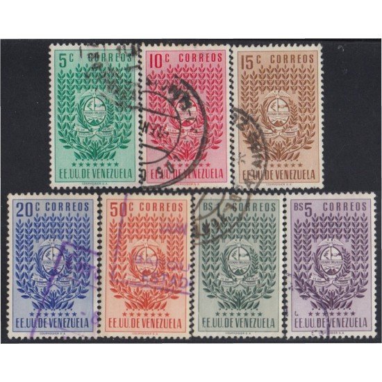 Venezuela 413/19 1952 Escudo del Estado de Trujillo usados Venezuela 413/19 1952 Escudo del Estado de Trujillo usados