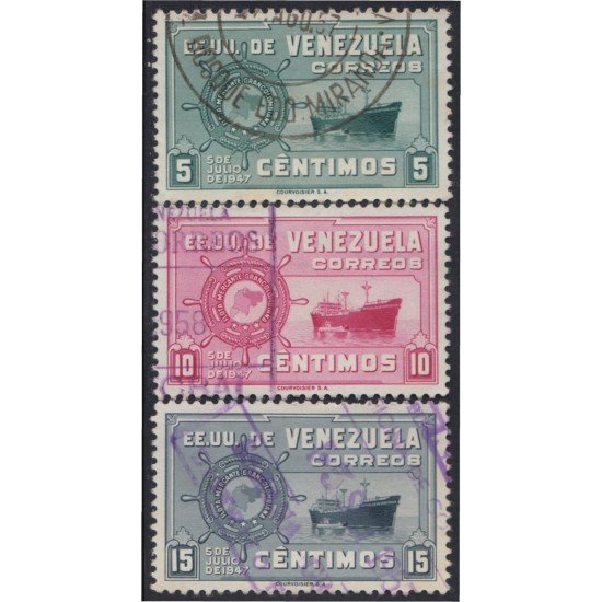 Venezuela 419AC 1952 Estados Unidos de Venezuela Flota mercante Barco Boat usados