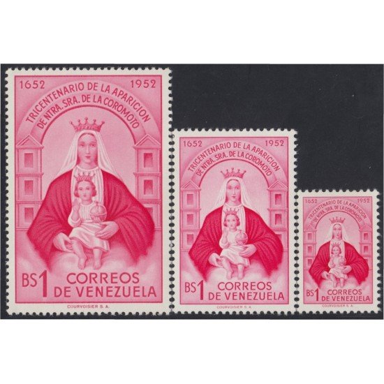 Venezuela 420/22 1952 Nuestra Señora de la Coromoto MH