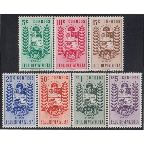 Venezuela 487/93 1953 Escudo del Estado de Barinas MNH Venezuela 487/93 1953 Escudo del Estado de Barinas MNH