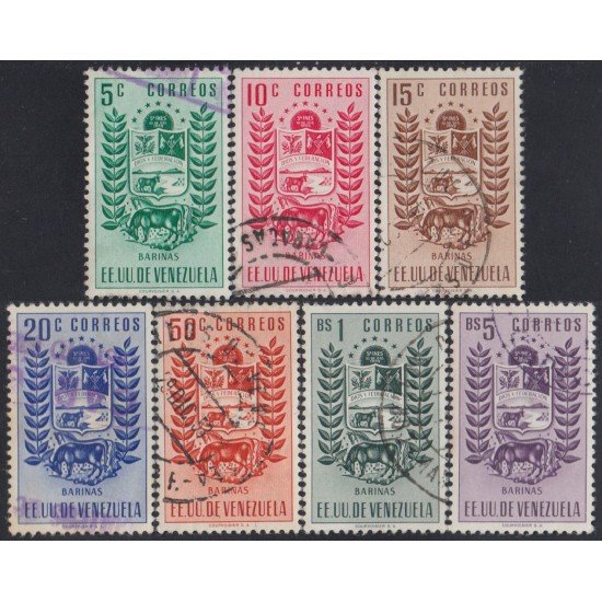 Venezuela 487/93 1953 Escudo del Estado de Barinas usados Venezuela 487/93 1953 Escudo del Estado de Barinas usados