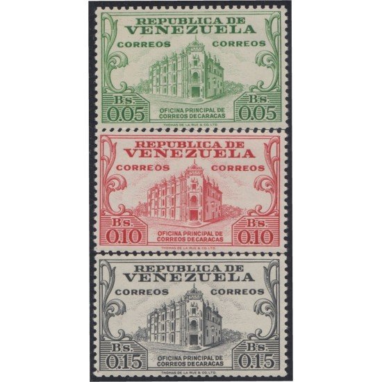 Venezuela 576/78 1958 Oficina principal de correos Caracas MNH Venezuela 576/78 1958 Oficina principal de correos Caracas MNH
