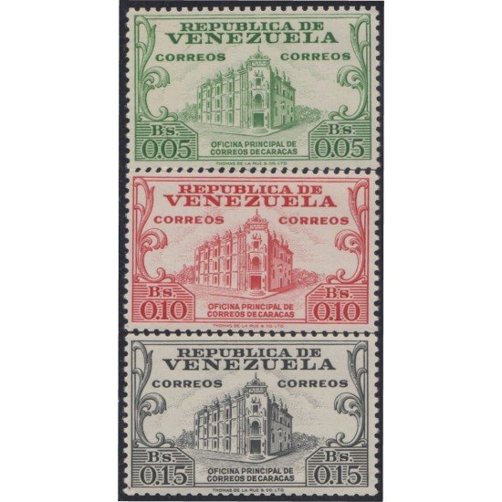 Venezuela 576/78 1958 Oficina principal de correos Caracas MH Venezuela 576/78 1958 Oficina principal de correos Caracas MH