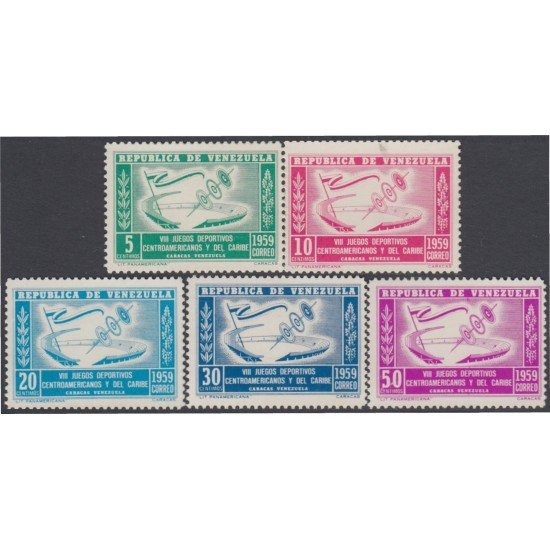 Venezuela 589/93 1959 VIII Juegos deportivos Centroamericanos del Caribe MH Venezuela 589/93 1959 VIII Juegos deportivos Centroamericanos del Caribe MH
