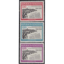 Venezuela 612/14 1960 Primer periódico impreso en Venezuela MNH Venezuela 612/14 1960 Primer periódico impreso en Venezuela MNH