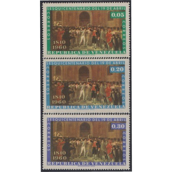Venezuela 619/21 1960 150 Años el 19 de Abril MNH Venezuela 619/21 1960 150 Años el 19 de Abril MNH