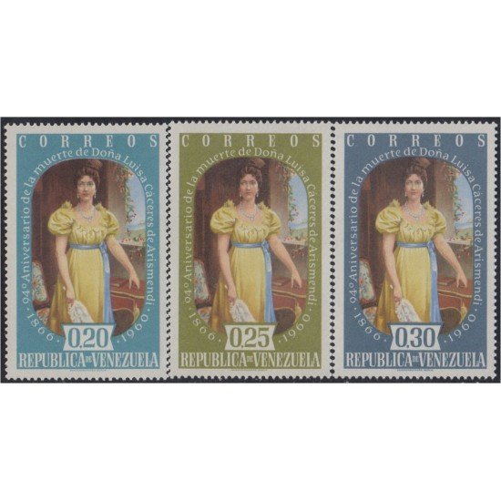 Venezuela 625/27 1960 Doña Luisa Cáceres de Arismendi MH Venezuela 625/27 1960 Doña Luisa Cáceres de Arismendi MH