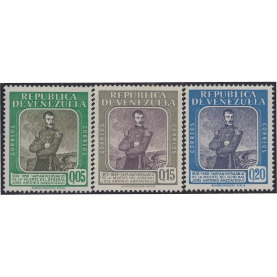 Venezuela 628/30 1960 Gral. José Antonio Anzoátegui MNH Venezuela 628/30 1960 Gral. José Antonio Anzoátegui MNH
