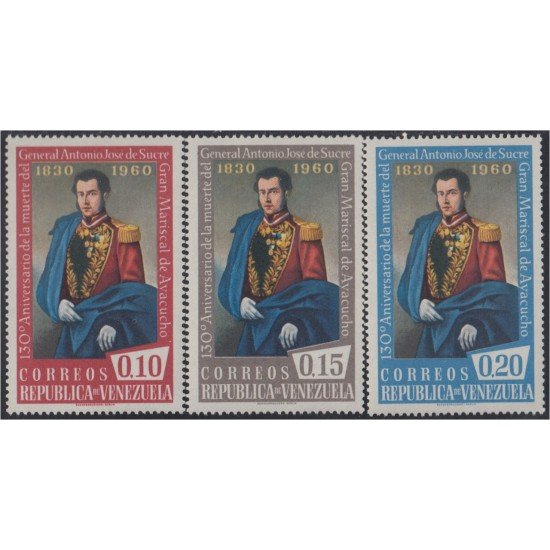 Venezuela 631/33 1960 Gral. José Antonio de Sucre MNH Venezuela 631/33 1960 Gral. José Antonio de Sucre MNH