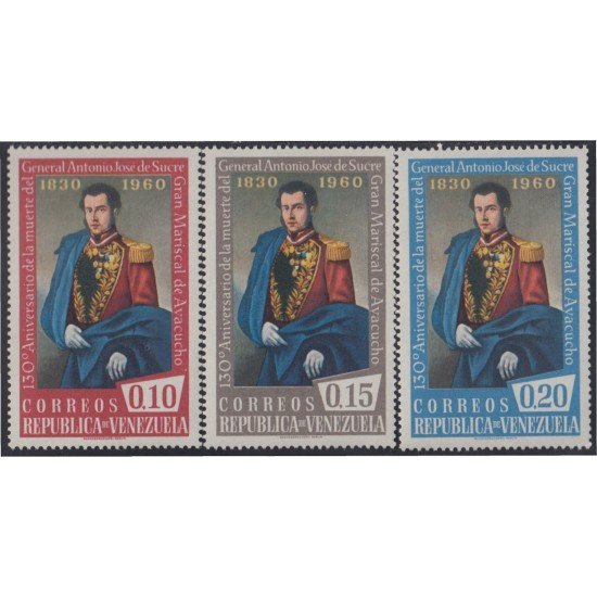 Venezuela 631/33 1960 Gral. José Antonio de Sucre MH Venezuela 631/33 1960 Gral. José Antonio de Sucre MH