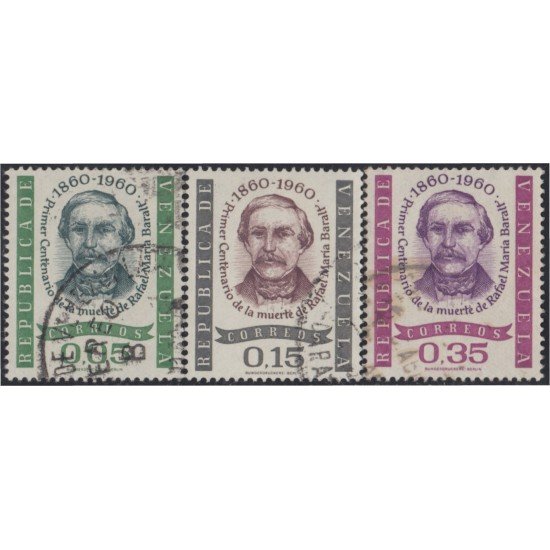 Venezuela 637/39 1961 Rafael María Baralt usados Venezuela 637/39 1961 Rafael María Baralt usados