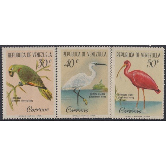 Venezuela 640/42 1961 Loro Real Gracita Blanca Corocoro Sidra Pájaros Birds MH Venezuela 640/42 1961 Loro Real Gracita Blanca Corocoro Sidra Pájaros Birds MH