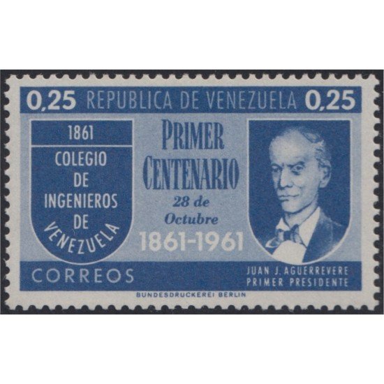 Venezuela 645 1961 Primer presidente Juan J. Aguerrevere MNH Venezuela 645 1961 Primer presidente Juan J. Aguerrevere MNH