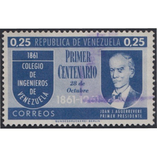 Venezuela 645 1961 Primer presidente Juan J. Aguerrevere usados Venezuela 645 1961 Primer presidente Juan J. Aguerrevere usados