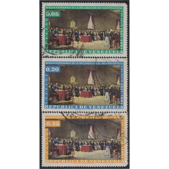 Venezuela 646/48 1962 150 Años de la Declaración de Independencia usados Venezuela 646/48 1962 150 Años de la Declaración de Independencia usados