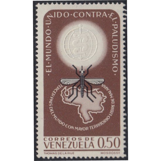 Venezuela 667 1962 3er país del mundo libre de Malaria MNH Venezuela 667 1962 3er país del mundo libre de Malaria MNH