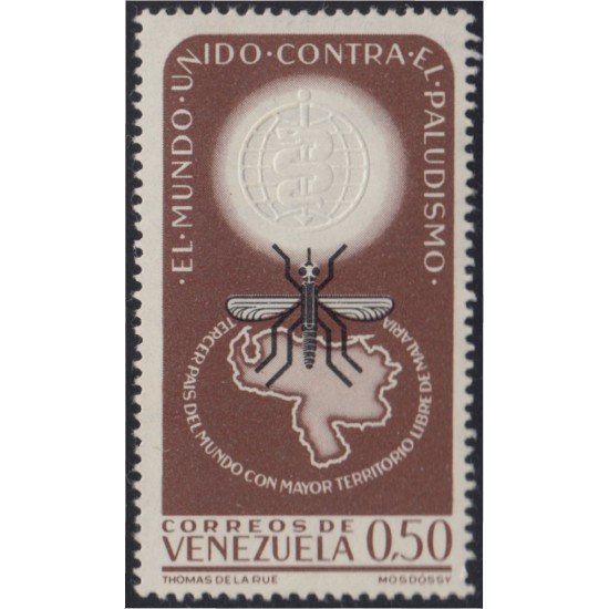 Venezuela 667 1962 3er país del mundo libre de Malaria MH Venezuela 667 1962 3er país del mundo libre de Malaria MH