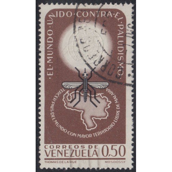 Venezuela 667 1962 3er país del mundo libre de Malaria usados Venezuela 667 1962 3er país del mundo libre de Malaria usados