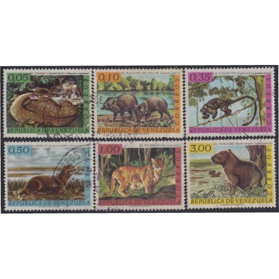 Venezuela 668/73 1963 Fauna salvaje Puma Venado Nutria usados Venezuela 668/73 1963 Fauna salvaje Puma Venado Nutria usados