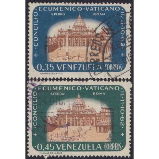 Venezuela 676/77 1963 Concilio Ecuménico Vaticano usados Venezuela 676/77 1963 Concilio Ecuménico Vaticano usados