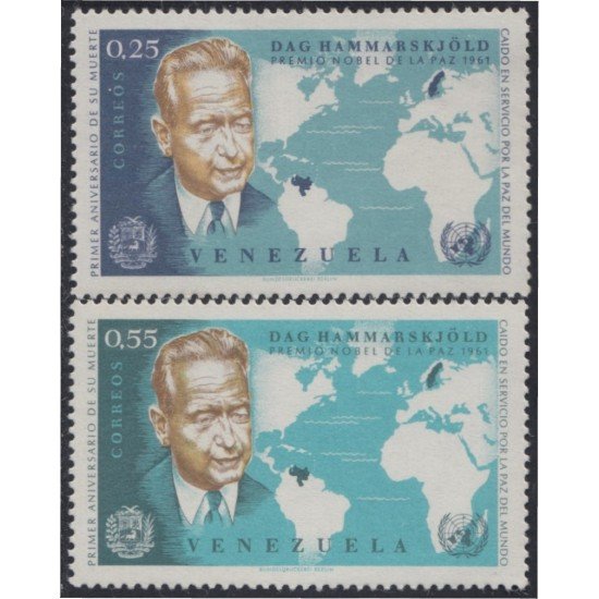 Venezuela 683/84 1963 Dag Hammarskjold premio nobel de la paz MNH Venezuela 683/84 1963 Dag Hammarskjold premio nobel de la paz MNH