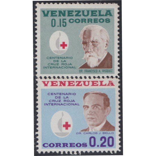 Venezuela 687/88 1963 Centenario de la Cruz Roja Internacional MNH Venezuela 687/88 1963 Centenario de la Cruz Roja Internacional MNH