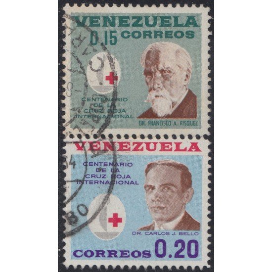 Venezuela 687/88 1963 Centenario de la Cruz Roja Internacional usados Venezuela 687/88 1963 Centenario de la Cruz Roja Internacional usados