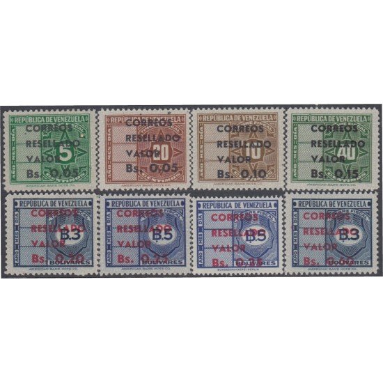 Venezuela 718/25 1965 Timbres fiscales de 1956 Resellado MH Venezuela 718/25 1965 Timbres fiscales de 1956 Resellado MH
