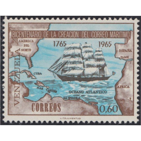Venezuela 734 1966 Bicentenario de la creación del correo marítimo Barco Boat MNH Venezuela 734 1966 Bicentenario de la creación del correo marítimo Barco Boat MNH