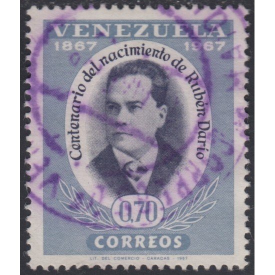 Venezuela 755 1967 Rubén Darío usados Venezuela 755 1967 Rubén Darío usados