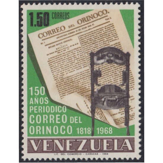 Venezuela 757 1968 150 Años del periódico Correo de Orinoco MNH