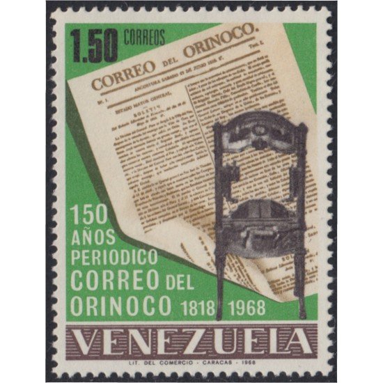 Venezuela 757 1968 150 Años del periódico Correo de Orinoco MH
