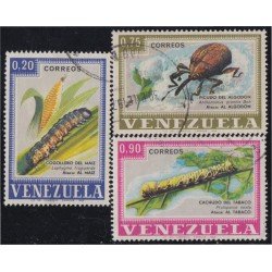 Venezuela 758/60 1968 Picudo de Algodón Insectos perjudiciales Cogollero del Maíz Cachudo del Tabaco usados Venezuela 758/60 1968 Picudo de Algodón Insectos perjudiciales Cogollero del Maíz Cachudo del Tabaco usados