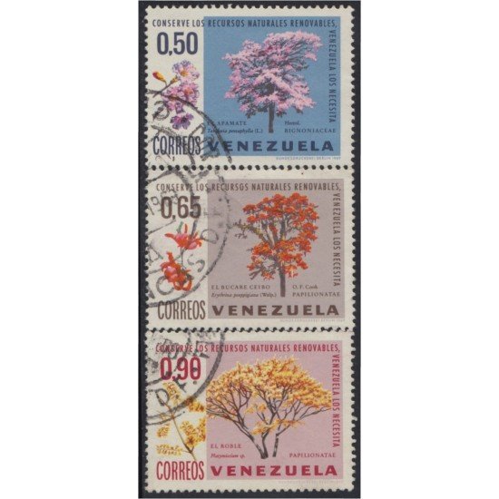 Venezuela 777/79 1969 Recursos naturales renovables  árboles flores usados