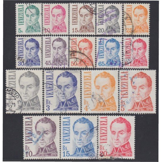 Venezuela 968/84 1976 Serie Antigua Simón Bolívar usados