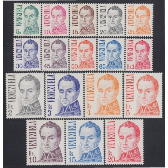 Venezuela 968/84 1976 Serie Antigua Simón Bolívar MNH
