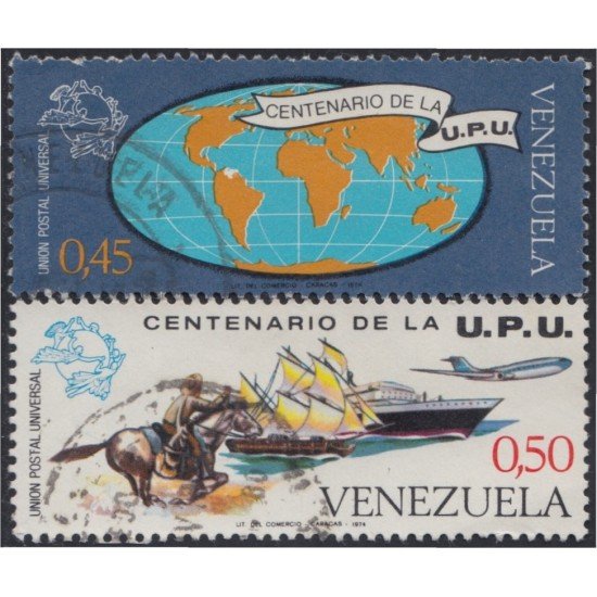 Venezuela 941/42 1974 Centenario de la UPU usados